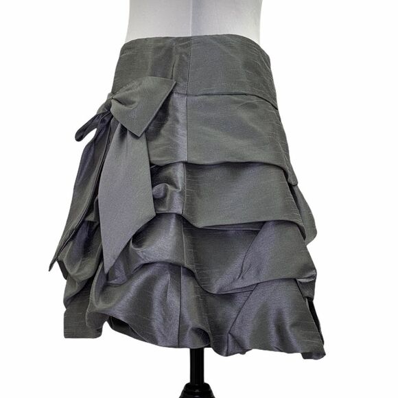 Takara Gray Ruffled Mini A-line Bubble Skirt 7 - Picture 1 of 8